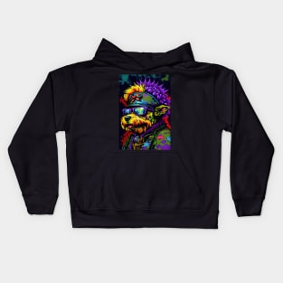 Psychedelic Dog with Sunglasses Kids Hoodie